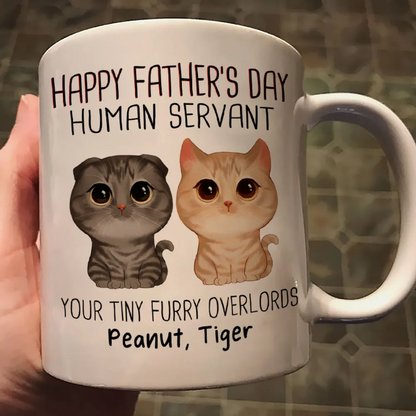 Watercolor Cute Cats Happy Father's Day Cat Human Servant Personalized Mug