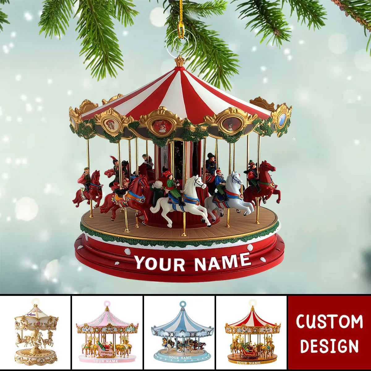 2024 New Release Personalized Carousel Christmas Ornament
