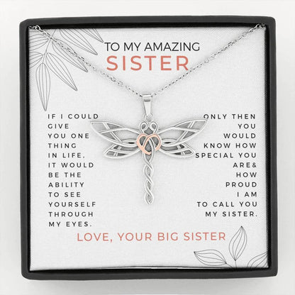 To My Sister-Dragonfly Necklace